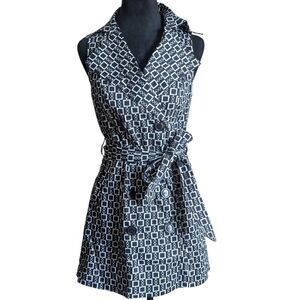 Vertigo Paris Black & White Chain Geometric Trench Dress Size XS Office Chic